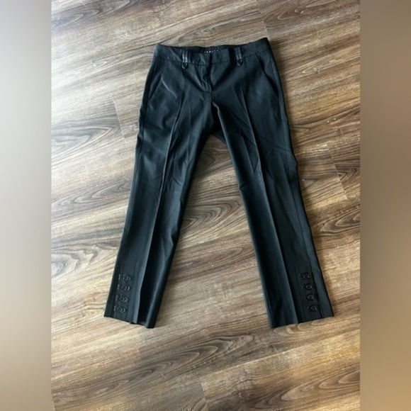Theory Black Wool Pant with Button/Silk Details - Picture 1 of 9